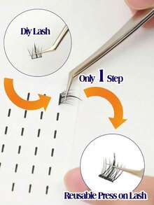200 片无胶假睫毛簇自粘条，无需胶水，防水，可重复使用且粘性持久，睫毛延长工具，自粘簇睫毛条，睫毛胶水替代品，无胶睫毛簇，化妆工具，假睫毛簇胶条