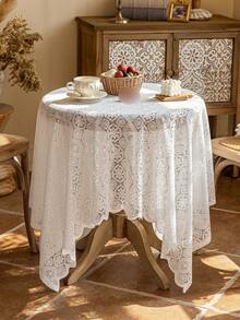 1 块白色蕾丝桌布，浪漫风格，适合节日、聚会、宴会、餐厅、婚礼、家居餐桌装饰 - 白色 - 查看 4