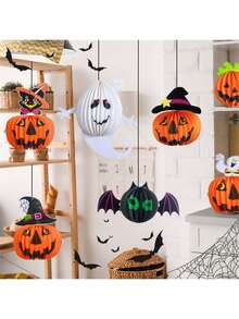 万圣节装饰户外派对布置道具万圣节南瓜鬼蝙蝠纸挂饰，圣诞节 - 彩色 - 查看 7