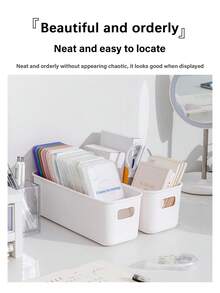5 قطع/3 قطع/2 قطع/1 قطعة صناديق تخزين بلاستيكية، صناديق منظمة متعددة الأغراض للمستحضرات التجميلية والقرطاسية والمطبخ والخزانة والمكتب والحمام والألعاب، مصنوعة من بلاستيك صلب مع مقابض