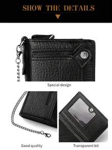 1 szt., męska retro torba antykradzieżowa na karty, portfel na karty kredytowe, metalowy łańcuszek, wielofunkcyjny portfel antykradzieżowy, woreczek na karty z wieloma przegródkami, woreczek na dowód osobisty. Karty antyrozmagnesowujące są bezproblemowe i nie powodują problemów, co czyni je najlepszym prezentem dla mężczyzn.