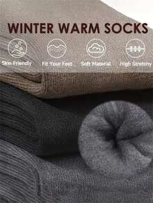 5 Pairs Men's Warm Socks, Thermal Lined Winter Snow Socks, Thickened Fleece Anti-Odor, Soft Warm Wool Blend Thermal Boot Socks For Outdoor Work, Leisure, Gift For Husband, Father, Boyfriend. Thick Winter Outdoor Warm Socks, Soft And Thick Warm Classic Hiking Boots