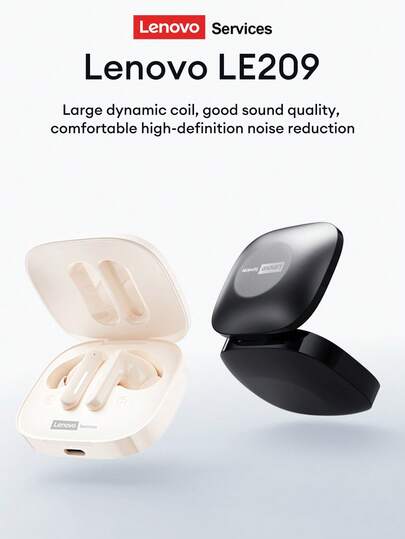  Lenovo LE209 Bluetooth Earphones, Half In-Ear Bluetooth 6.0 Stereo Surround Sound, High-Quality Music & Gaming, Long Battery Life, Clear Calling Microphone, Comfortable Silicone Wireless Earbuds, Compatible With Smartphones & Computers