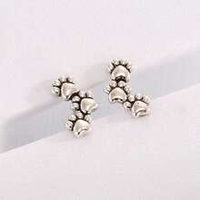 1 对动物爪耳钉，可爱狗和猫爪设计，女士时尚珠宝，圣诞节和四季的完美礼物 - 銀色 - 查看 5