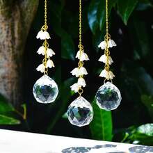 Atrapasueños de cristal de lirio del valle, gancho para coche, colgante de coche, colgante de cuentas de flores, decoración de habitación, decoración del hogar, 2 uds. CP0F - 2 piezas - Ver 3