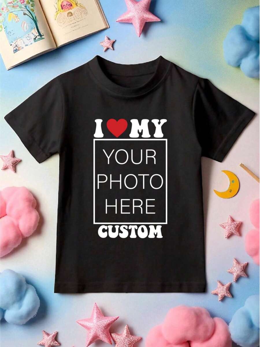 I Love Custom Kids T-Shirt, Personalized I Love Photo Toddler & Youth Shirt, Custom I Heart Picture Hoodie, Valentines Day Gift Sweatshirt, Birthday Gift Idea, Gift For Her. CU-165 - Black - View 1