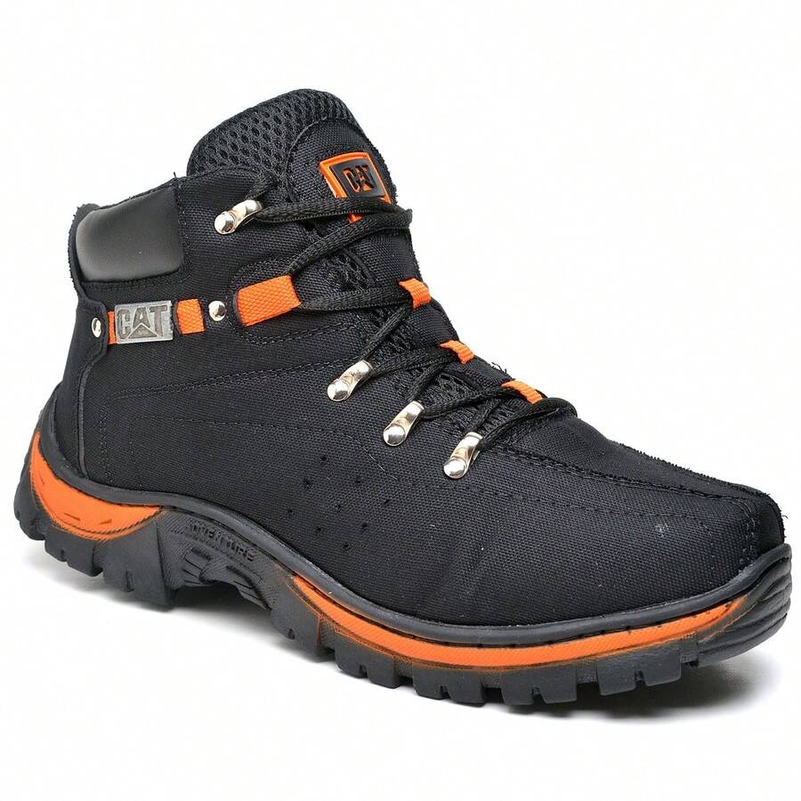 Men's Adventure Combat Boot Outdoor Fabric Eyelet Lace Up Outdoor - 橘色 - 查看 1