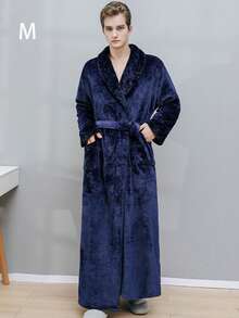 1PC Winter And Spring Thick Couple Bathrobe, Simple And Elegant After-Bath Men's And Women's Sleepwear, Suitable As Gifts For Valentine's Day/Independence Day/Halloween/Christmas. Can Be Worn In Winter And Spring.Thickened,Flannelette,Flannel Warm Winter Decor