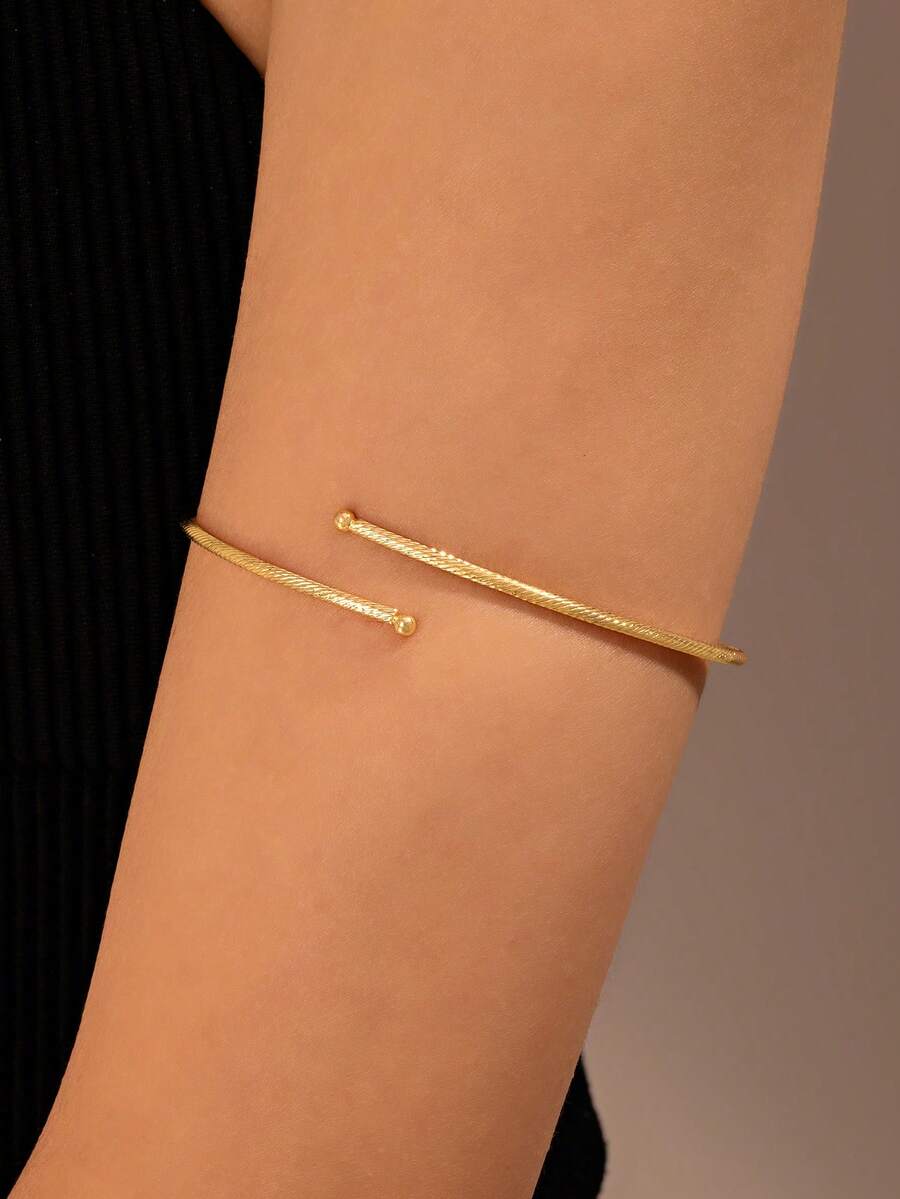 1 buc. Brățară minimalistă reglabilă cu manșetă deschisă