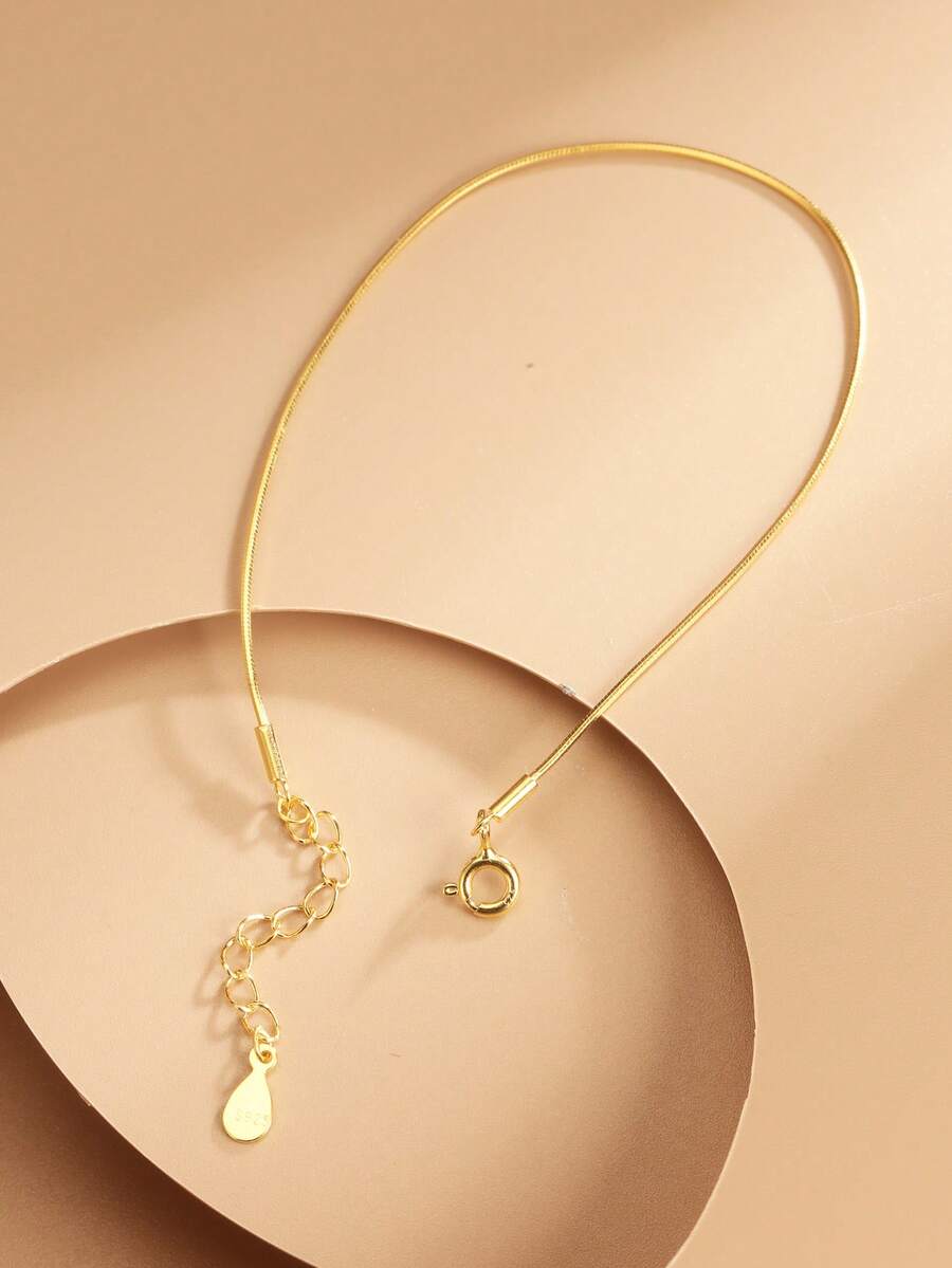 1pc S925 Sterling Silver Snake Bone & Golden Chain Design Minimalist & Bracelet, Perfect Gift For Friends/Girlfriend/Birthday/Everyday Wear - Gold - View 1