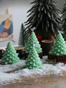 1 pièce Bougeoir en forme d'arbre de Noël, bougie à la cire de soja artisanale et aromatique en bois, convient pour la décoration de la maison, la salle à manger, les fêtes d'anniversaire, les vacances et la salle de bain. Excellent cadeau de Noël pour la famille et les amis, améliore l'atmosphère de Noël pour toutes les saisons