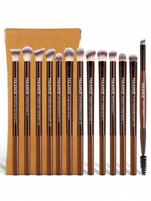 MAANGE Conjunto de 13/14/15 pincéis de maquiagem profissionais com cerdas macias e cabo longo de alumínio, incluindo pincel para cílios, pincel para sombra, pincel para sobrancelhas, pincel para esfumar, pincel para lábios, pincel para iluminador e pincel para corretivo. Adequado para cosméticos em pó, líquidos e cremosos. Ideal para uso diário e viagens. Conjunto de acessórios de maquiagem perfeito para presentear amigas e amigos. Conjunto completo de pincéis de maquiagem profissionais. - Castanho - Ver 16