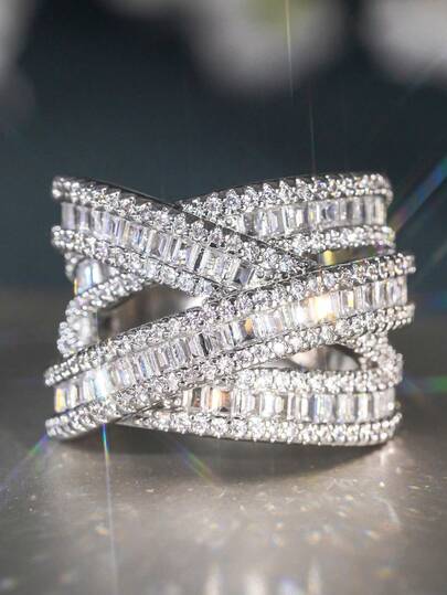 1 PC Charm Cubic Zirconia Ring For Women For Wedding Valentine's Day Gift Jewelry