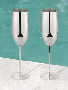 2 件优雅金属香槟杯 - 采用不锈钢材质，玫瑰金高端纹理酒杯，防摔且易于清洁，适合婚礼、派对和庆祝活动 - 圣诞节和万圣节节日礼物 - 彩色 - 查看 12