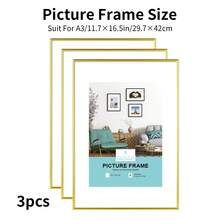 2/3 قطعة إطار صورة معدني، إطارات صور ألومنيوم، مثالية للعرض على الحائط أو المنضدة، البوسترات، إطار صورة فني، إطار ألومنيوم سبيكة بتصميم بسيط وأنيق، مناسب لديكور المنزل والغرفة والمكتب، بمقاسات تشمل الإطار الذهبي والفضي والأسود، 30 * 40 سم / A3 / A4