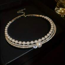 A Sophisticated And Fashionable Party Or Banquet From Japan And South Korea, Paired With A Multi-Layered Artificial Pearl Round Ball Collar - Bạc - Xem 7
