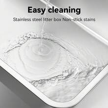 Stainless Steel Litter Box With Lid, XL Large Litter Box Enclosure Big Cats With High Sides And Scoop, Easy Clean Metal Litter Pan, Non-Stick Toilet, Anti-Leakage, No Smell - 12.6吋高 - 查看 2