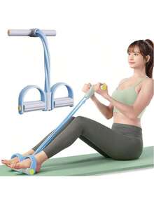 Multifunctional Tension Rope, 4 - Tube Elastic Yoga Pedal Puller Resistance Band, Natural Latex Tension Rope Fitness Equipment, Suitable For Abdomen/Waist/Arm/Leg Stretching And Weight - Loss Training