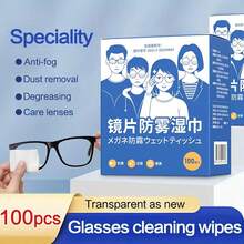 1Pack Anti-Fog Lens And Screen Cleaning Wipes Disposable Eyewear Cloth For Eyeglasses, Touch Screens, Premoistened, Anti-Static, Quick-Dry (50/100Count (Pack Of 1)) - Various - View 1