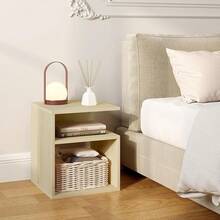 Nachttisch Weiß, Beistelltisch mit 2 offene Fächer, 35x41,5x35 cm, Nachtkommode Nachtschrank für Boxspringbett, Platzsparender Nachttisch für Wohnzimmer Schlafzimmer, 0002CTG