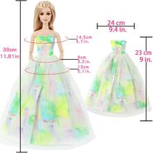 7件套娃娃公主裙时尚混搭款式（礼品袋包装）适合11.5英寸娃娃装扮，万圣节礼物、圣诞节礼物、生日礼物（不含娃娃）