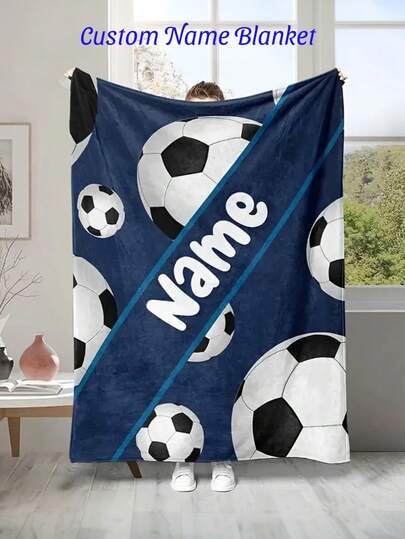 1 pieza Manta personalizada, Manta de juegos de fútbol americano personalizada con nombre, mantas de tiro, regalo para adolescentes, jugador de balón, regalos para nieto, nacido para jugar a los juegos de balón, adecuado para dormitorio, cama, sofá, manta multiusos para oficina, exterior, camping, viaje para amantes del Día de San Valentín, cumpleaños, Navidad, graduación, Día del Padre, regalo para ella/él, ideal para amigo, novio, esposo, hijo