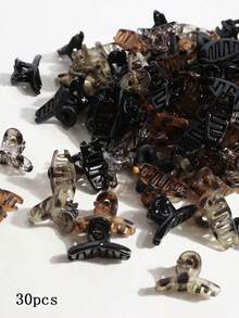 15/20/30个迷你花朵造型发夹，棕色/咖啡色，小号刘海发夹，发爪夹，发夹，发卡，发夹，发饰，秋冬季女士度假装扮发饰，女士花朵发夹