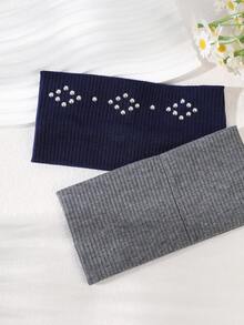 1 件宽纯色水钻菱形头带，复古街头嘻哈风格，别致简约的设计，时尚配饰，女士围巾秋季发带运动发饰女式头巾休闲吸汗带秋季发带冬季度假装女士 - 彩色 - 查看 3