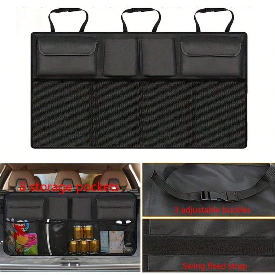 Car Trunk Hanging Storage Bag, Hanging Car Trunk Storage Bag With Large Storage Bags, Car Trunk Storage Bag,Car Rear Seat Back Organizer, Adjustable Backseat Storage Bag, Multi-Use Oxford Automobile Seat Back Organizers, Car Organizer, Car Accessories, Essentials For Summer For Vacation