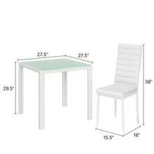 3 Piece Glass Dining Table Set, Kitchen And Chairs For 2, PU Leather Modern Room Sets For Home, Kitchen, Living Room - White - View 5