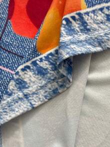 Women's Casual Imitation Denim Print Pocket Straight Pants Casual Fashion Women's Four Seasons Pants Abstract Watercolor Butterfly Pattern