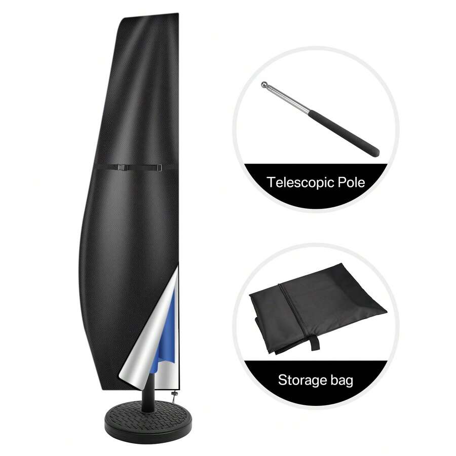 Banana-Shaped 210D Umbrella Cover With Buckle - Waterproof Durable Protection For Patio, Garden, Outdoor, Easy To Install Cover - Black - View 1