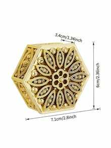 Hexagonal Plastic Jewelry Storage Box, Gold Plated European Style. Suitable For Storing Fashionable Jewelry For Parties, Weddings And Celebrations, Wedding Gift Box For Various Festivals, Birthdays And Party Decorations