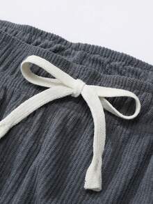 加大码男士灯芯绒直筒裤，休闲宽松百搭长裤，适合春秋冬季穿着 - 淺灰色 - 查看 4