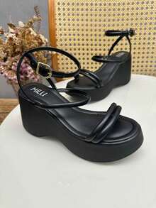 Milli Women's Anabela Black Platform Sandal - 黑色 - 查看 2