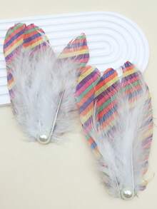 2件套法式白色天鹅羽毛珍珠头饰，适合芭蕾舞、新娘羽毛发饰、情人节配饰