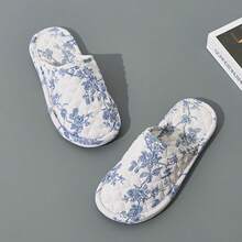 女士中式软底拖鞋，室内拖鞋，静音防滑布艺拖鞋 - 青花瓷 - 查看 3