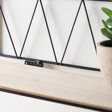 OHS Geometric Wire Hanging Wooden Wall Mounted Display Storage Organiser Shelf - Black - View 2