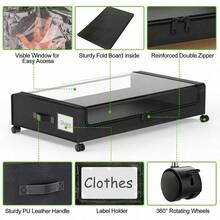 A Bed With Wheels For Storage, 2 Sets Of Bed Storage Containers With Transparent Lids, Bed Storage Boxes For Shoes And Clothes, A Rollable Bed Storage Box For Clothes, Shoes And Blankets, Two Boxes For Sorting Shoes And Clothes. - Black - View 4