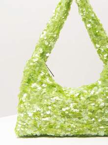 Sequin Shoulder Bag, Bridal Party, Glittering Sequin Shoulder Bag, Prom Bag, Prom Accessories, Elegant Women's Bag, Wedding Items (Pattern Random) - Green - View 4
