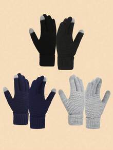 4/1 Piece Of Loose Large-Head Woolen Hat, Windproof And Warm All-Match Knitted Hat, Pile Hat, Cold-Proof Earmuffs, And Knitted Touch-Screen Gloves. Autumn Decor Valentines Gift - Multicolor - View 10