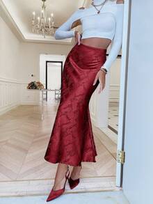 Sollinarry Jednolita Kolorowa Spódnica Maxi High Street Minimalistyczna Slim Fit, Codzienny Styl, Lato