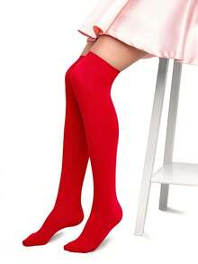 1 Stück 60D Weihnachts-Kniestrümpfe - festlich und doch alltäglich über dem Knie Strümpfe, kuschelig dehnbar in Einheitsgröße
