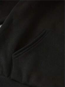 Men's Hooded Sweatshirt With Letter Print - Black - View 6
