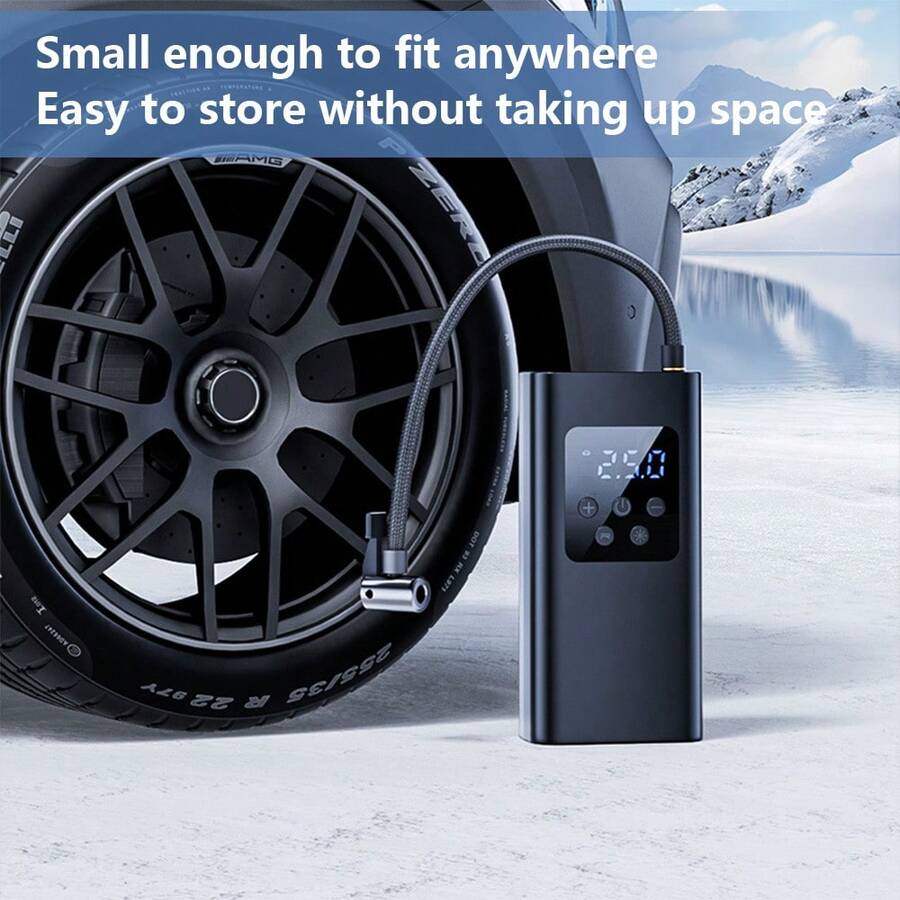 One Set Of Car Air Compressor - Portable Car Tire Inflator, Multiple Inflation Modes Car Inflation Pump With Free Inflation Accessories, 150PSI Pressure, Mini Electric Air Pump With Digital Pressure Gauge And LED Lighting Function, With Tire Pressure Detection, Automatic Inflation, Automatic Stop, Etc., Small Size And High Power. Suitable For Cars, Families, Motorcycles, Bicycles, Etc., Holiday Gifts