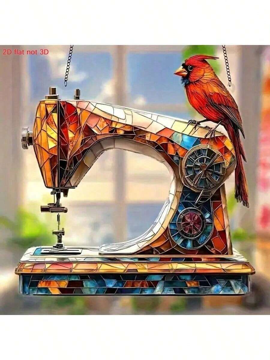 1pc 2D Vintage Sewing Machine Sun Catcher, Ideal For Christmas, Home & Office Decor, Retirement & Women Thank You Gifts Home Decor Christmas Decorations Room Decor