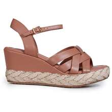 Sandália Anabela Couro Bottero Tropical Feminino - Marrom - Marrom - Visão 2