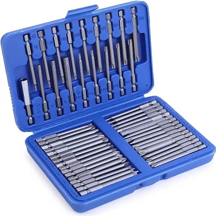 50pcs Magnetic Screwdriver Bit Set - Extra-Long 75mm, Multifunctional & Durable, Perfect For DIY & Professional Use - 藍色 - 查看 1
