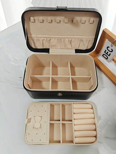 Large-Capacity Luxury Leather Double-Layer Jewelry Storage Box With Layered Design And Accessory Tray. Suitable For Women/Girls, It Can Store Earrings, Necklaces, Rings, And Bracelets. It Is The Perfect Gift For Mothers/Wives/Valentine's Day Or For Classmates And Best Friends During Back-To-School Season.