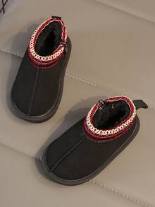 1 Pair Baby Snow Boots, Fabric Upper, Soft, Comfortable, Lightweight, Convenient Zipper Closure, Suitable For Indoor, Outdoor, Play, Holidays And Other Occasions